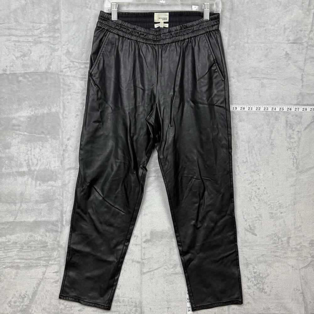 Wilfred Free Black Faux Leather Jogger Pants Size S Elastic Waist Aritzia Preppy